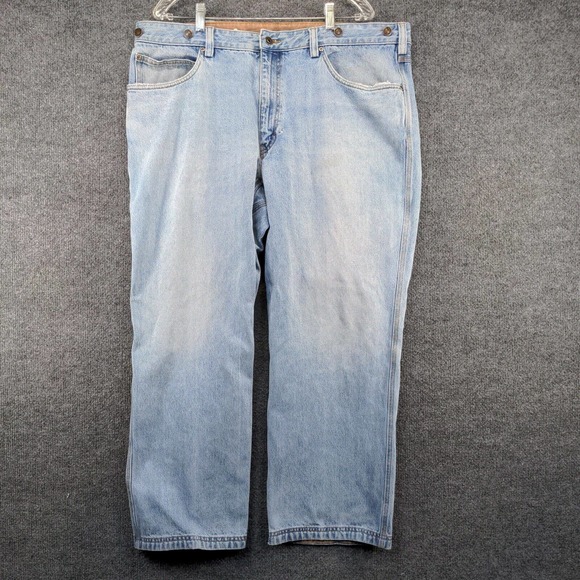 Duluth Trading Men's Straight Leg Jeans Blue 42x30 5-Pocket Stone Wash Cotton - Picture 2 of 14